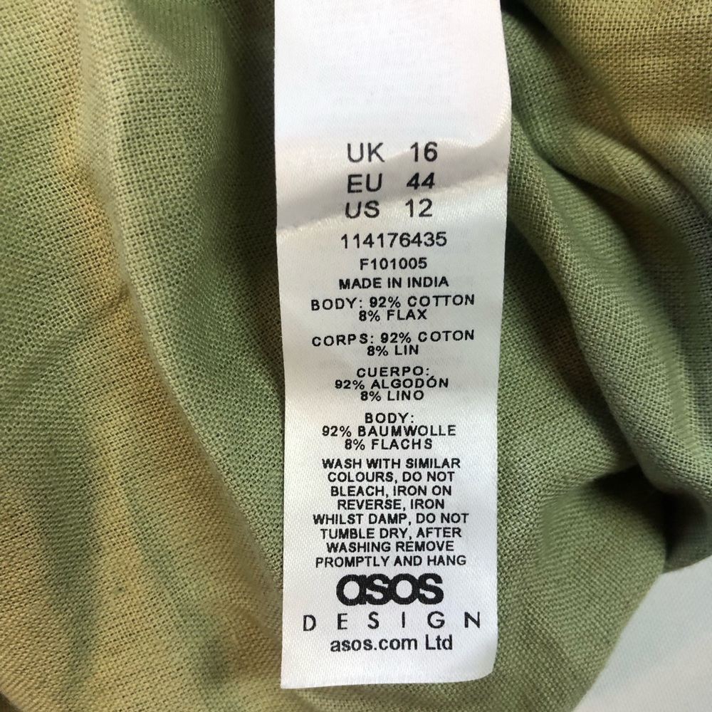 ASOS Women’s Spaghetti Strap Sage Green Side Zip Scallop Whimsical Fairy - Picture 8 of 9